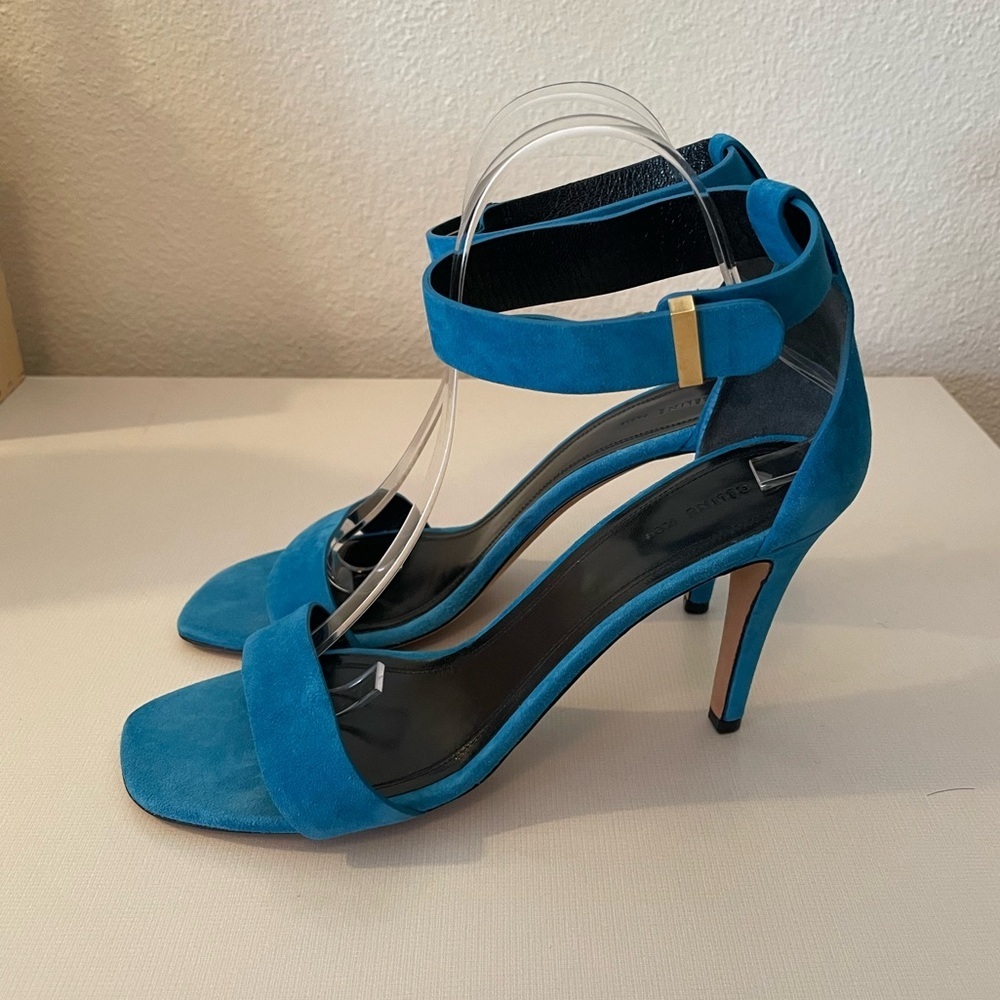 Celine Bright Blue Suede Ankle Strap Sandal Heels | Made in Italy size 39/8.5